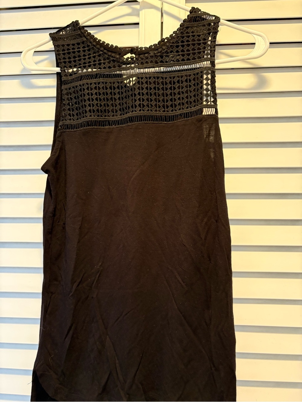 H&M Black Sleeveless Blouse with Crochet Lace Detail